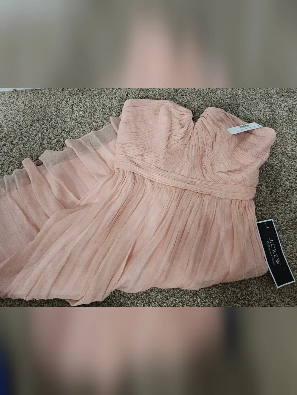 J. Crew Strapless Coral-Peach Chiffon Fit-and-Flare Dress